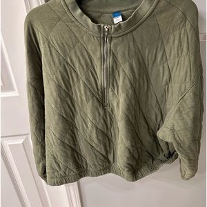 Old Navy Green quilted Cropped 1/4 zip Pullover